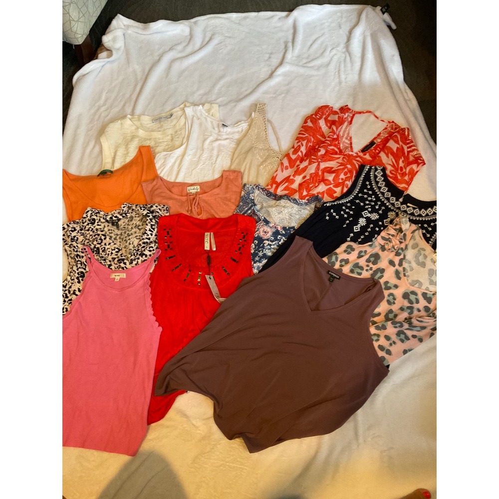 Lot of 13 Tank Tops Size Large Bundle